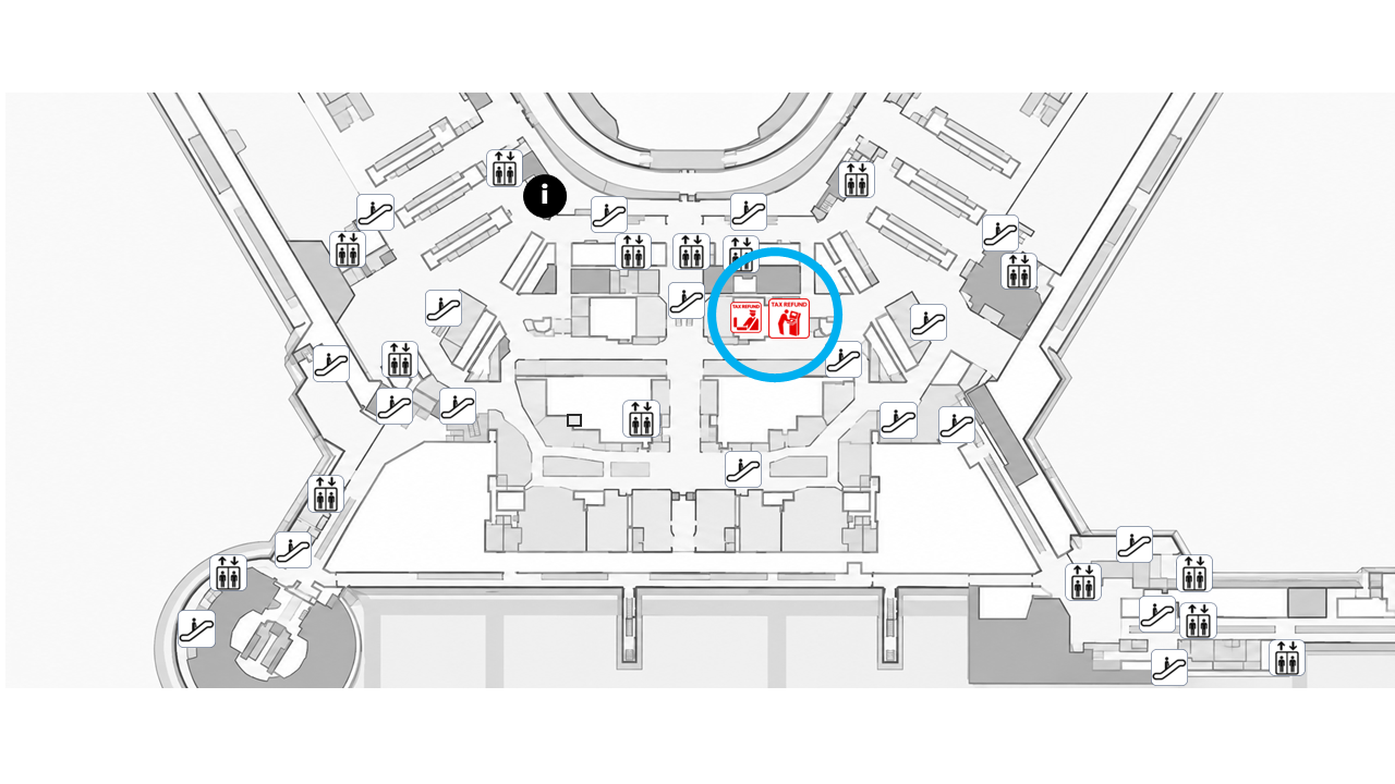 Lapangan Terbang Antarabangsa Narita Terminal 1 Tingkat 4: lokasi kiosk pengesahan kastam bebas cukai
